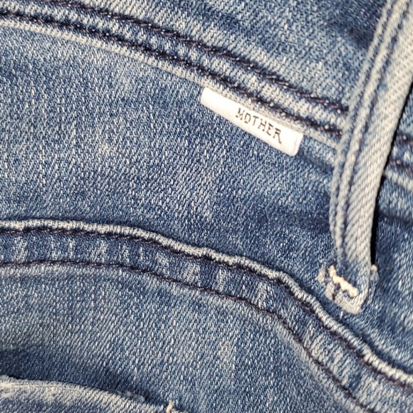Mother The Weekender Fray Mid-Rise Flared Jeans Sz 25 US Original Blue Denim - Picture 7 of 16